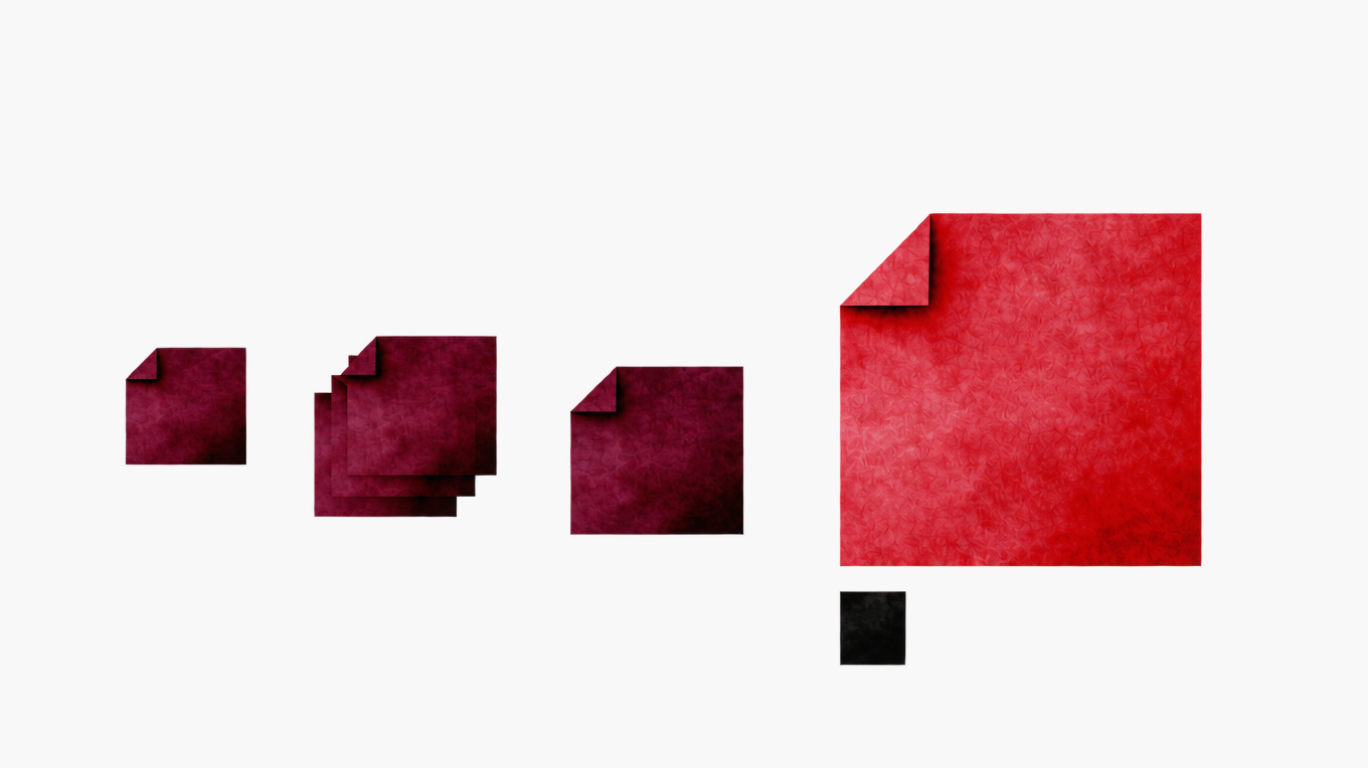 Small red documents beside a larger red document.